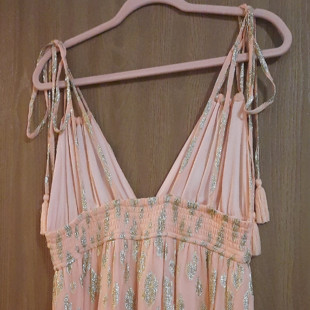 Altar'd State Coral Maxi Dress with Gold Accents - Picture 7 of 8